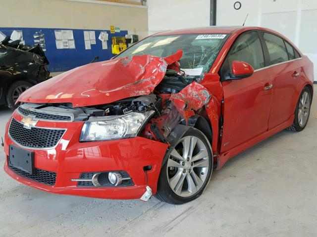 1G1PG5SB8E7376913 - 2014 CHEVROLET CRUZE LTZ RED photo 2