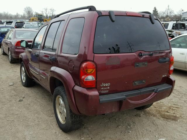 1J4GL58K73W572140 - 2003 JEEP LIBERTY LI MAROON photo 3