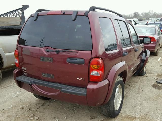 1J4GL58K73W572140 - 2003 JEEP LIBERTY LI MAROON photo 4