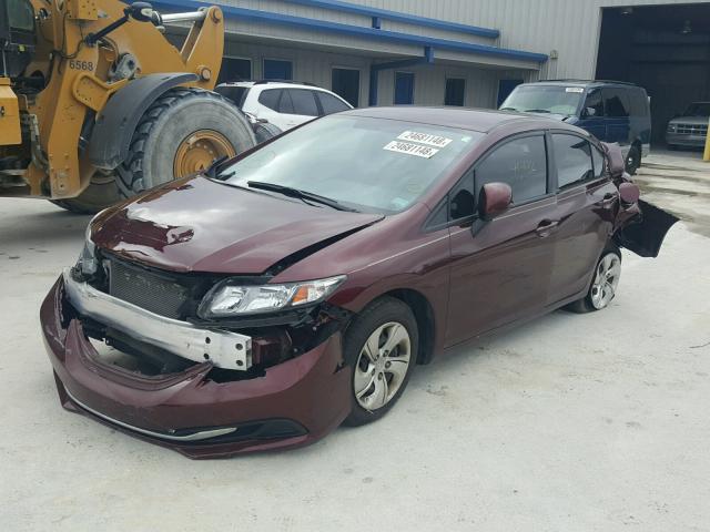 19XFB2F50DE076334 - 2013 HONDA CIVIC LX BURGUNDY photo 2