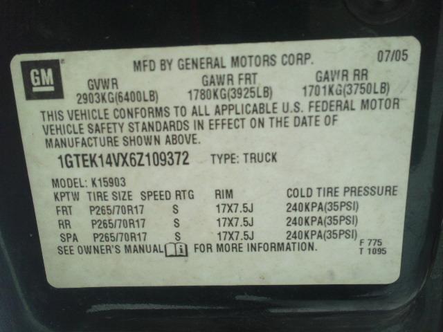 1GTEK14VX6Z109372 - 2006 GMC NEW SIERRA GREEN photo 10