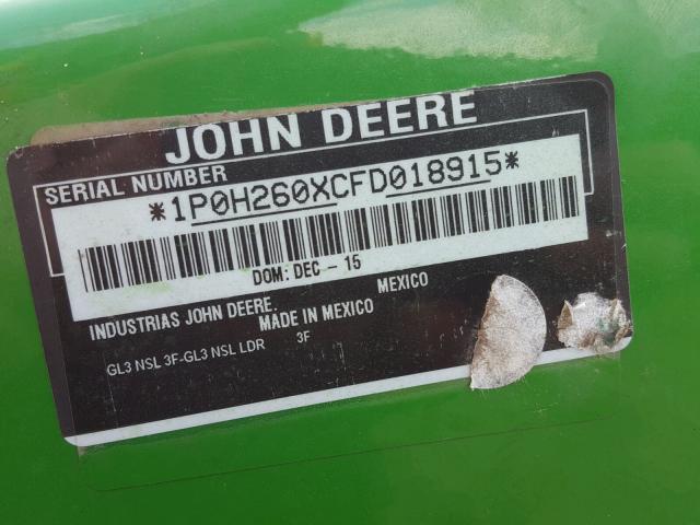 1P0H260XCFD018915 - 2016 JOHN DEERE H260 GREEN photo 10