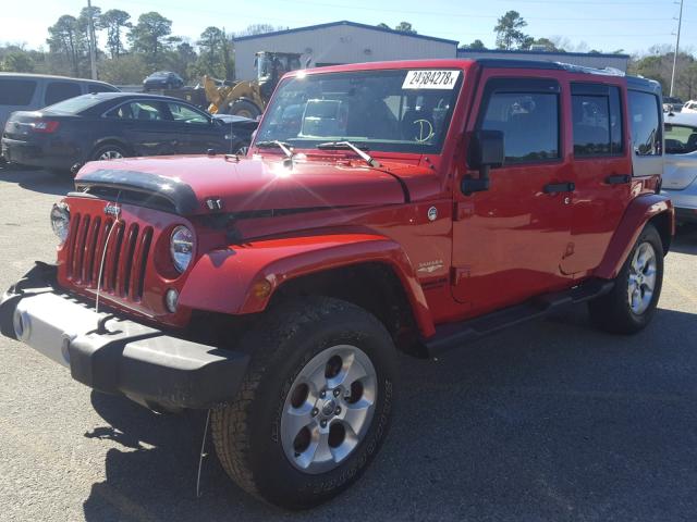 1C4HJWEG9EL287675 - 2014 JEEP WRANGLER U RED photo 2