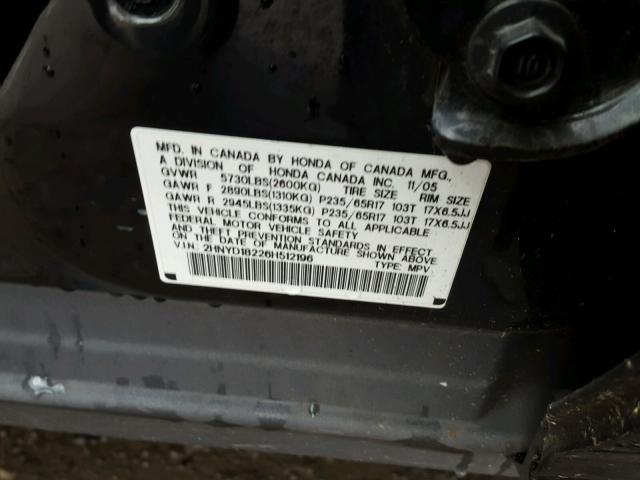 2HNYD18226H512196 - 2006 ACURA MDX BLACK photo 10