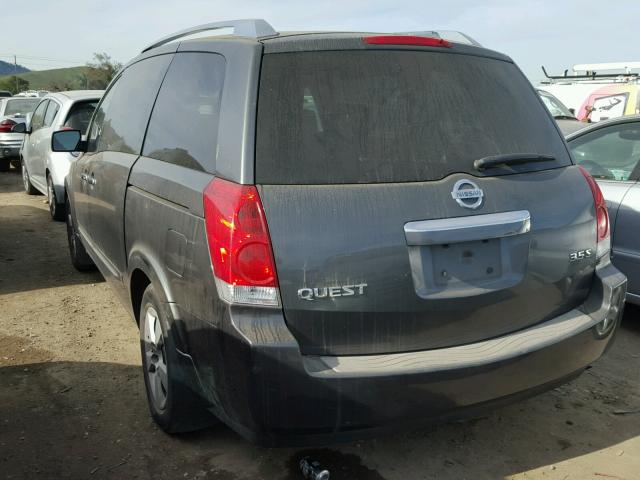 5N1BV28U98N114215 - 2008 NISSAN QUEST S GRAY photo 3