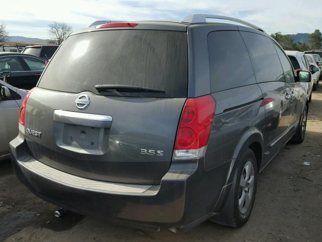 5N1BV28U98N114215 - 2008 NISSAN QUEST S GRAY photo 4