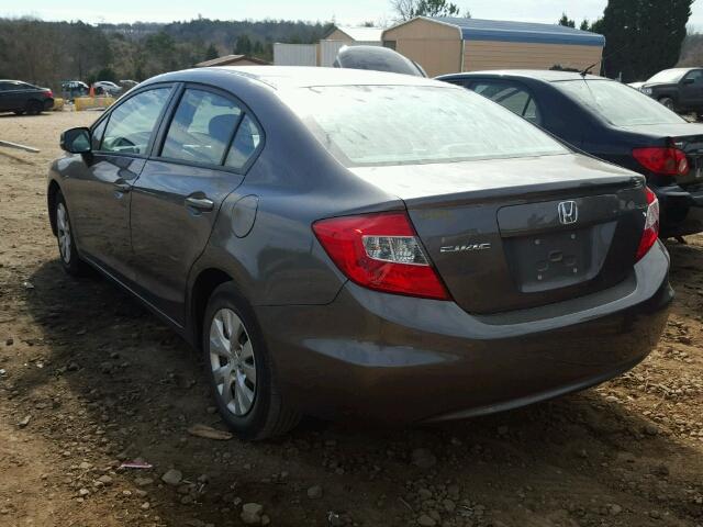 19XFB2F5XCE364957 - 2012 HONDA CIVIC LX GRAY photo 3