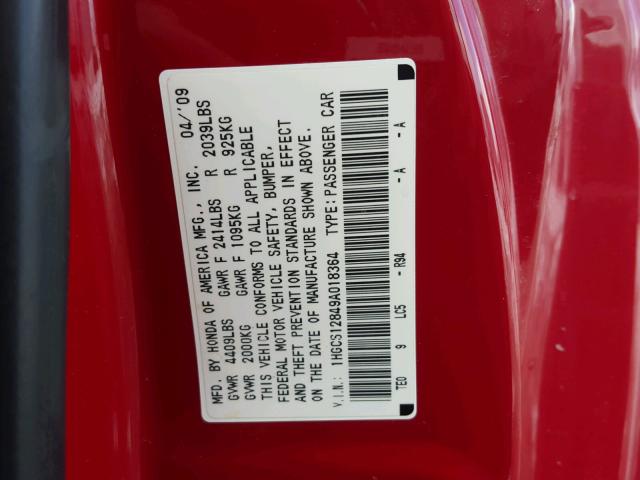 1HGCS12849A018364 - 2009 HONDA ACCORD EXL RED photo 10