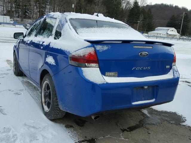 1FAHP3GN7AW298777 - 2010 FORD FOCUS SES BLUE photo 3