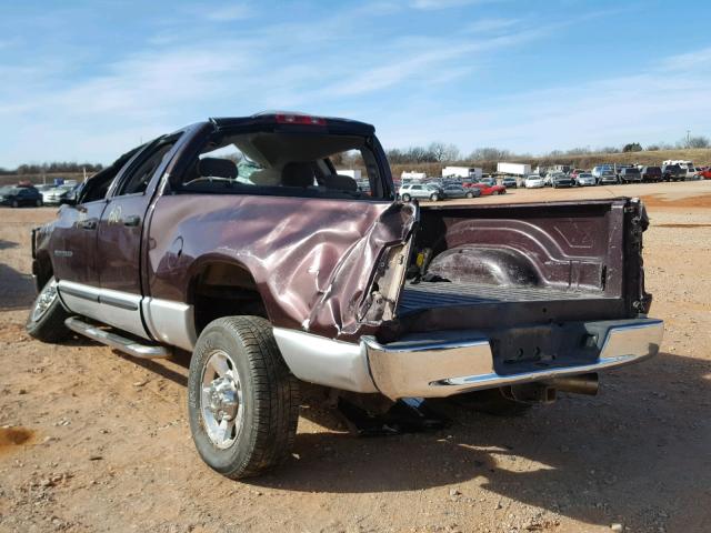 3D7KS28C25G785059 - 2005 DODGE RAM 2500 S BURGUNDY photo 3