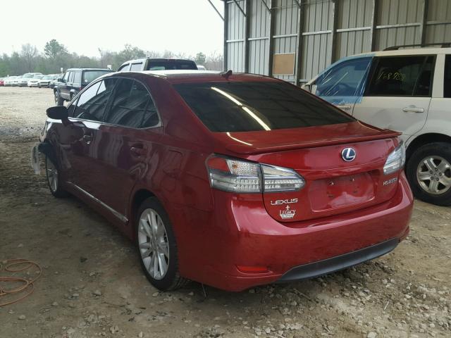 JTHBB1BA2A2019104 - 2010 LEXUS HS 250H BURGUNDY photo 3