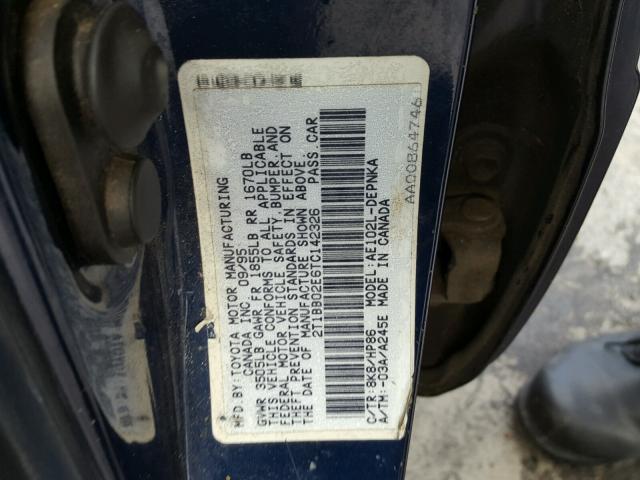 2T1BB02E6TC142326 - 1996 TOYOTA COROLLA DX BLUE photo 10