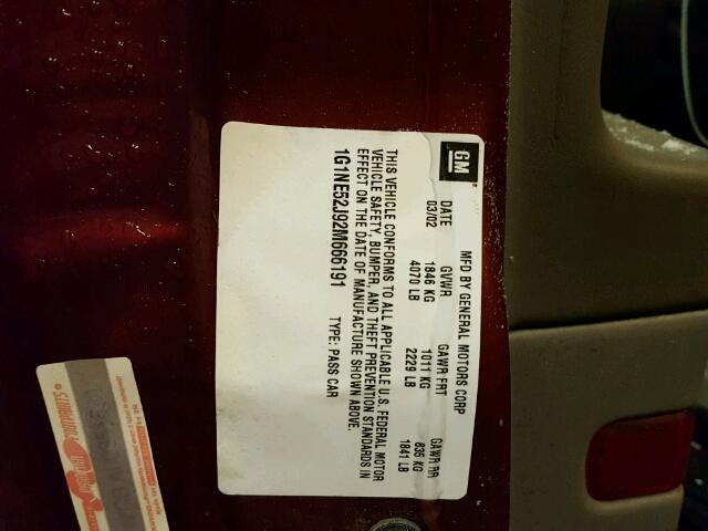 1G1NE52J92M666191 - 2002 CHEVROLET MALIBU LS 红色 照片 10