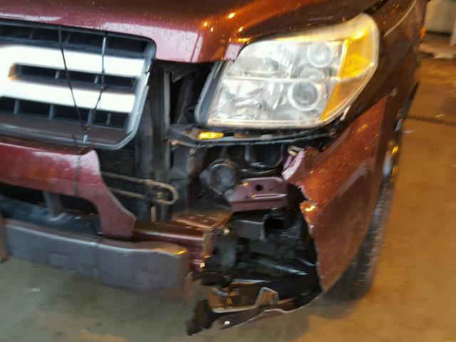 2HKYF18187H502787 - 2007 HONDA PILOT LX MAROON photo 9