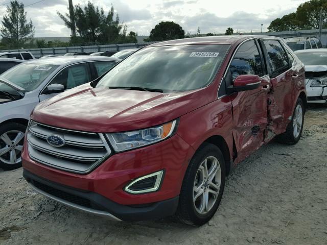 2FMTK3K91FBB06822 - 2015 FORD EDGE TITAN RED photo 2