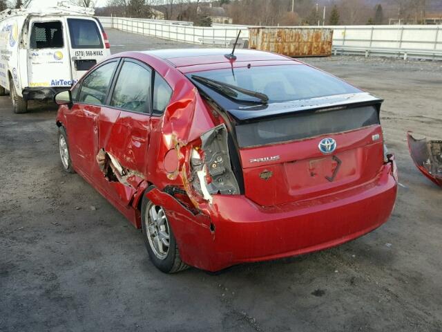 JTDKN3DUXA0221101 - 2010 TOYOTA PRIUS RED photo 3