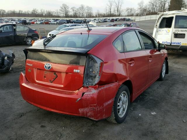 JTDKN3DUXA0221101 - 2010 TOYOTA PRIUS RED photo 4