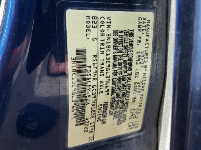 3N1BC13E98L396699 - 2008 NISSAN VERSA S BLUE photo 10