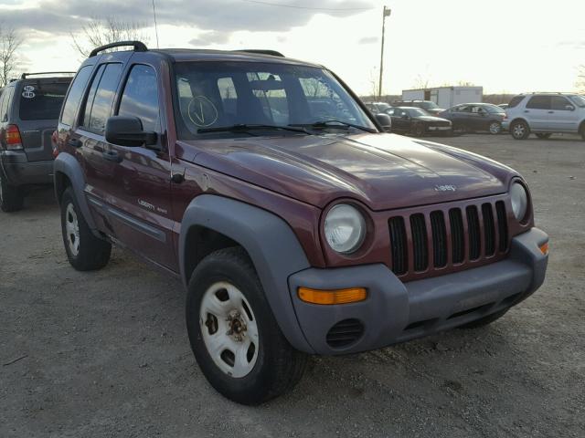 1J4GL48K93W686814 - 2003 JEEP LIBERTY SP MAROON photo 1