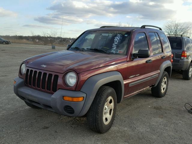 1J4GL48K93W686814 - 2003 JEEP LIBERTY SP MAROON photo 2