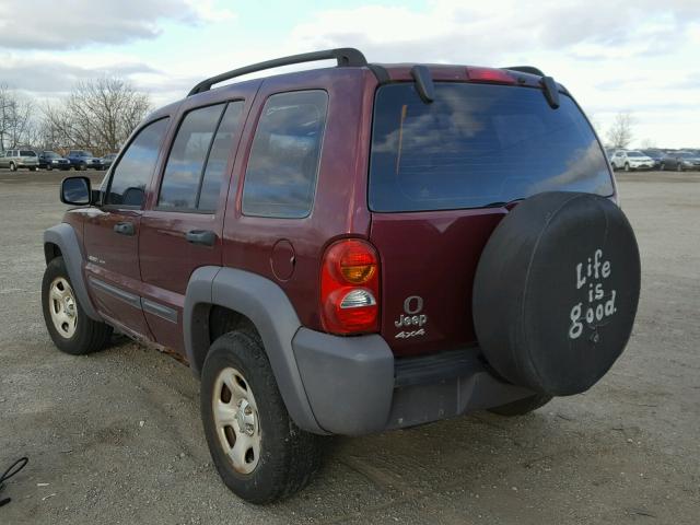 1J4GL48K93W686814 - 2003 JEEP LIBERTY SP MAROON photo 3