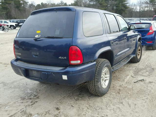 1B4HS28N51F602154 - 2001 DODGE DURANGO BLUE photo 4