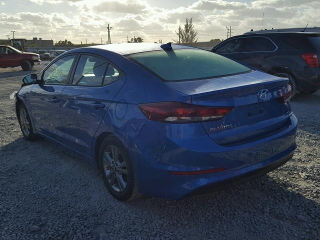 KMHD84LF6HU369205 - 2017 HYUNDAI ELANTRA SE BLUE photo 3