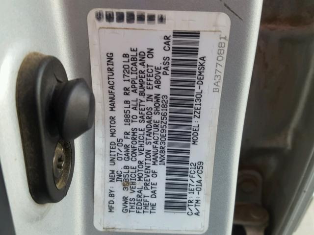 1NXBR30E95Z561823 - 2005 TOYOTA COROLLA CE SILVER photo 10