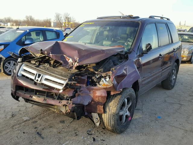 5FNYF285X7B014240 - 2007 HONDA PILOT EXL MAROON photo 2