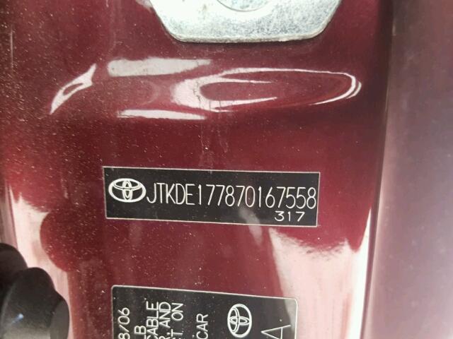 JTKDE177870167558 - 2007 TOYOTA SCION TC 栗色 照片 10