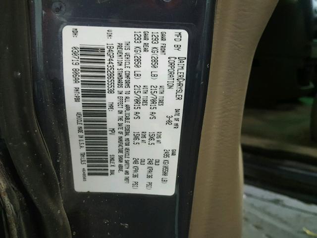 1B4GP44352B655538 - 2002 DODGE GRAND CARA BLUE photo 10