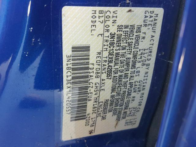 3N1BC13EX9L420557 - 2009 NISSAN VERSA S BLUE photo 10