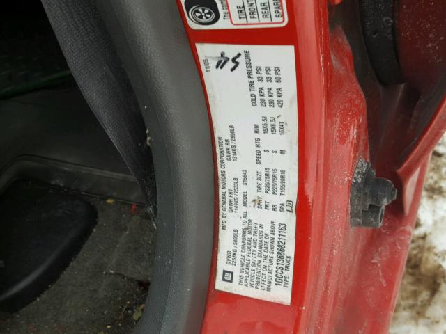 1GCCS136868211163 - 2006 CHEVROLET COLORADO RED photo 10