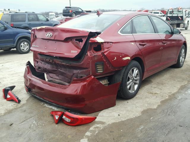 5NPE24AF6GH330510 - 2016 HYUNDAI SONATA SE RED photo 4