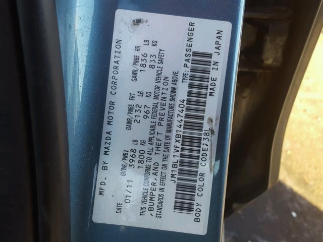 JM1BL1VFXB1447404 - 2011 MAZDA 3 I BLUE photo 10