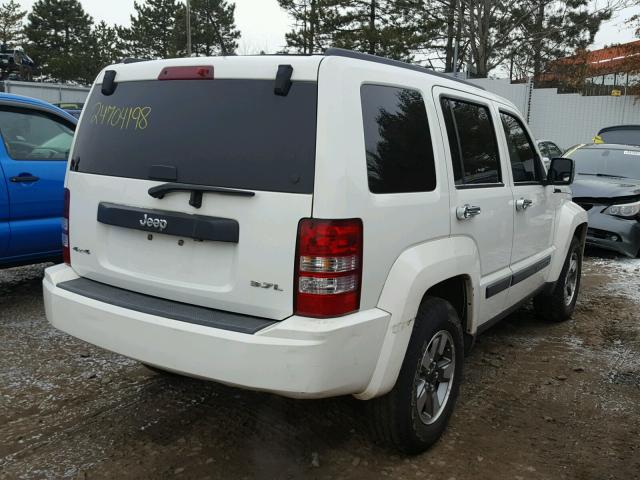 1J8GN28K48W233317 - 2008 JEEP LIBERTY SP WHITE photo 4