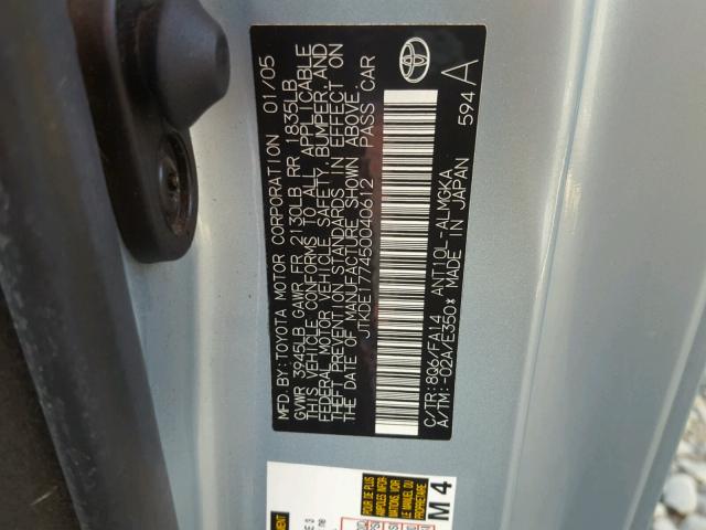 JTKDE177450040612 - 2005 TOYOTA SCION TC 蓝色 照片 10