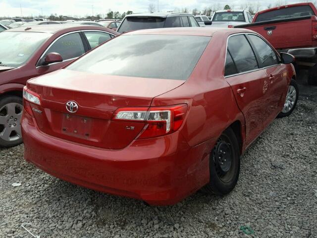 4T1BF1FK8DU638609 - 2013 TOYOTA CAMRY L RED photo 4