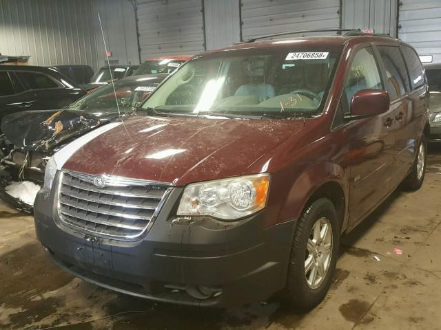 2A8HR54P08R709745 - 2008 CHRYSLER TOWN & COU BURGUNDY photo 2