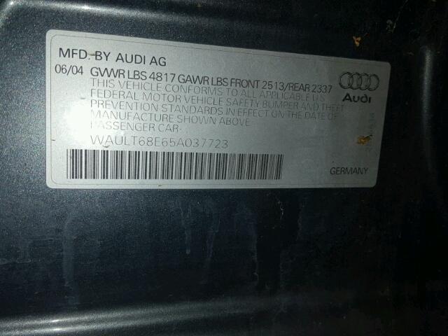 WAULT68E65A037723 - 2005 AUDI A4 3.0 QUA GRAY photo 10