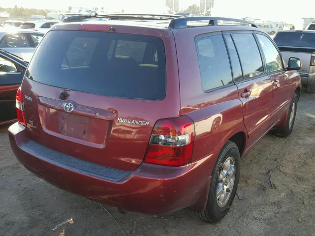 JTEDP21A740011840 - 2004 TOYOTA HIGHLANDER RED photo 4