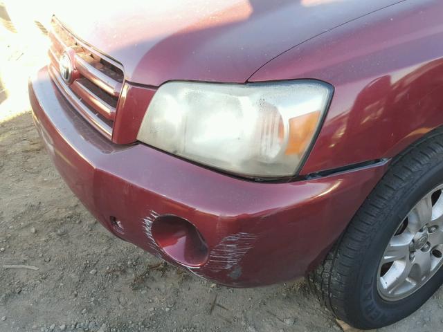 JTEDP21A740011840 - 2004 TOYOTA HIGHLANDER RED photo 9