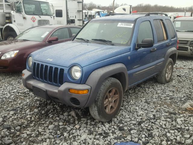 1J4GL48K34W282991 - 2004 JEEP LIBERTY SP BLUE photo 2