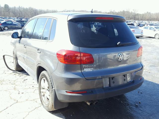 WVGAV7AX2CW091621 - 2012 VOLKSWAGEN TIGUAN S GRAY photo 3