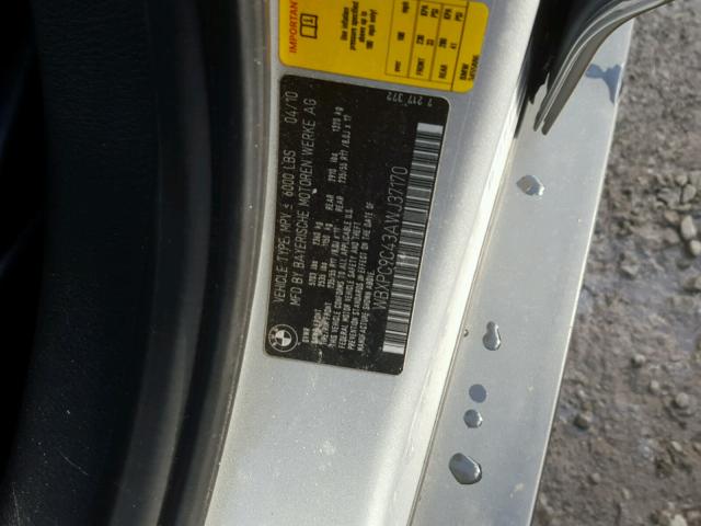 WBXPC9C43AWJ37170 - 2010 BMW X3 XDRIVE3 SILVER photo 10