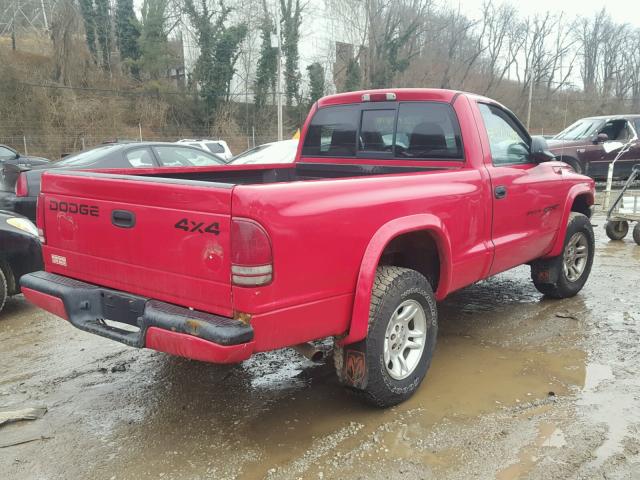 1B7GG26X41S351042 - 2001 DODGE DAKOTA RED photo 4