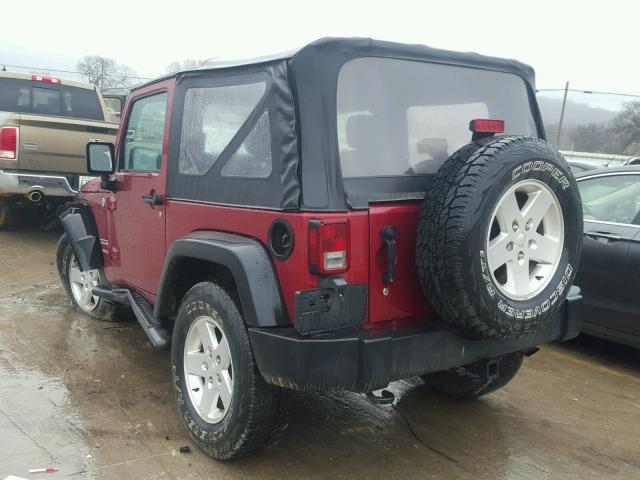 1C4AJWAG4CL118216 - 2012 JEEP WRANGLER S MAROON photo 3