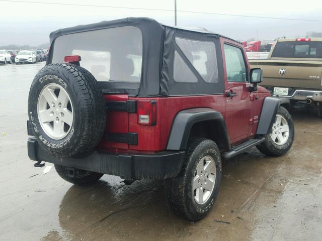 1C4AJWAG4CL118216 - 2012 JEEP WRANGLER S MAROON photo 4