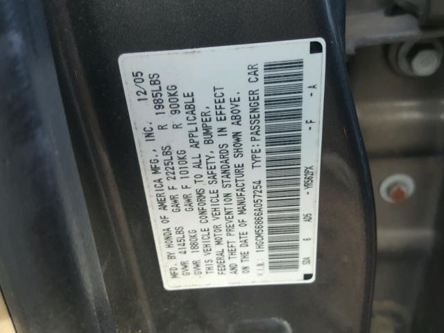 1HGCM56866A057254 - 2006 HONDA ACCORD EX TAN photo 10