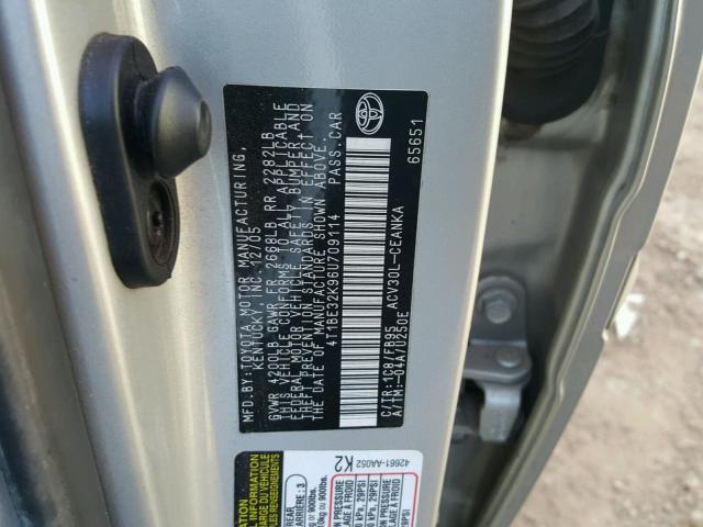 4T1BE32K96U709114 - 2006 TOYOTA CAMRY LE SILVER photo 10